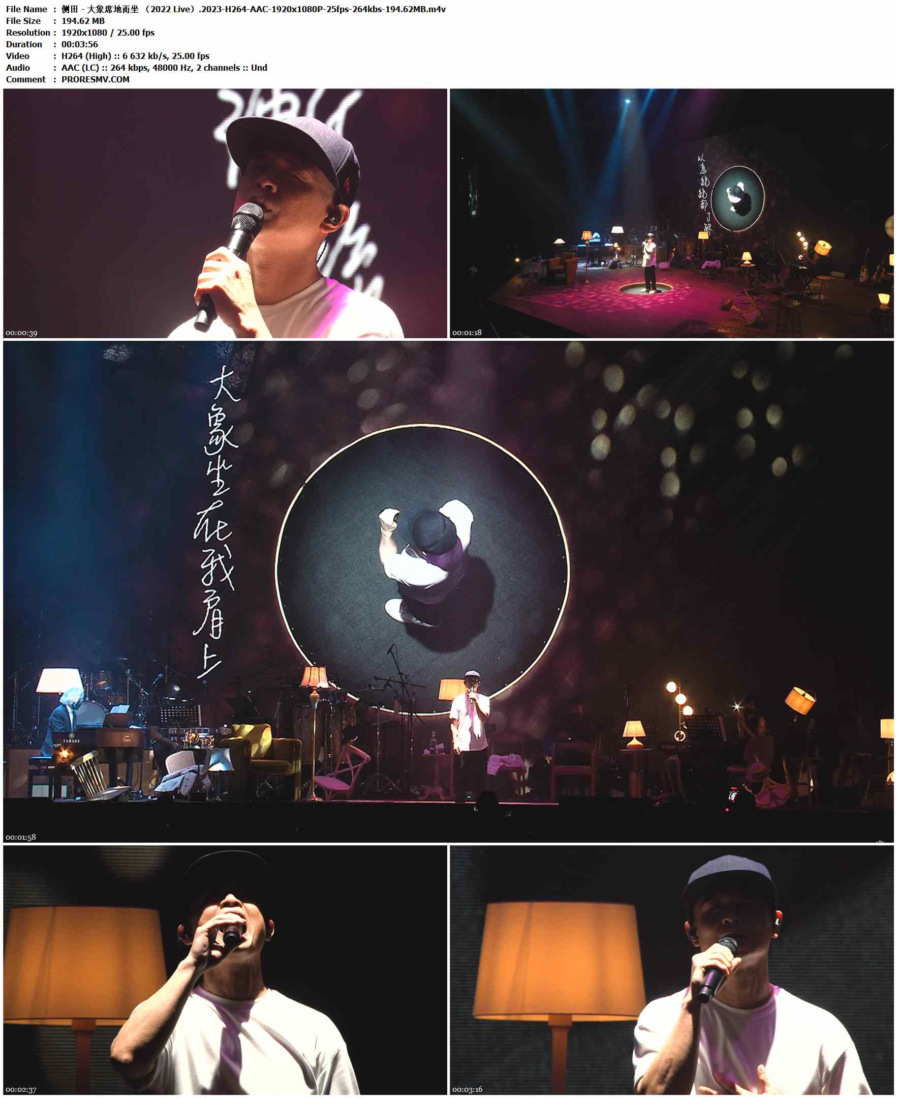 侧田 - 大象席地而坐 （2022 Live）.2023-H264-AAC-1920x1080P-25fps-264kbs-194.62MB官方MV_高清MV